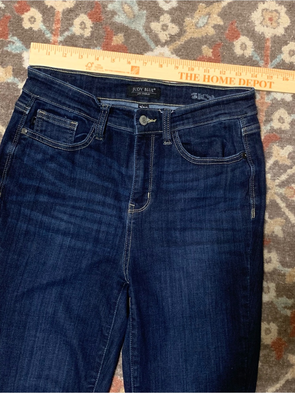 JUDY BLUE High Waist Raw Hem Dark Wash Flare Jeans 7/28 - Picture 7 of 14